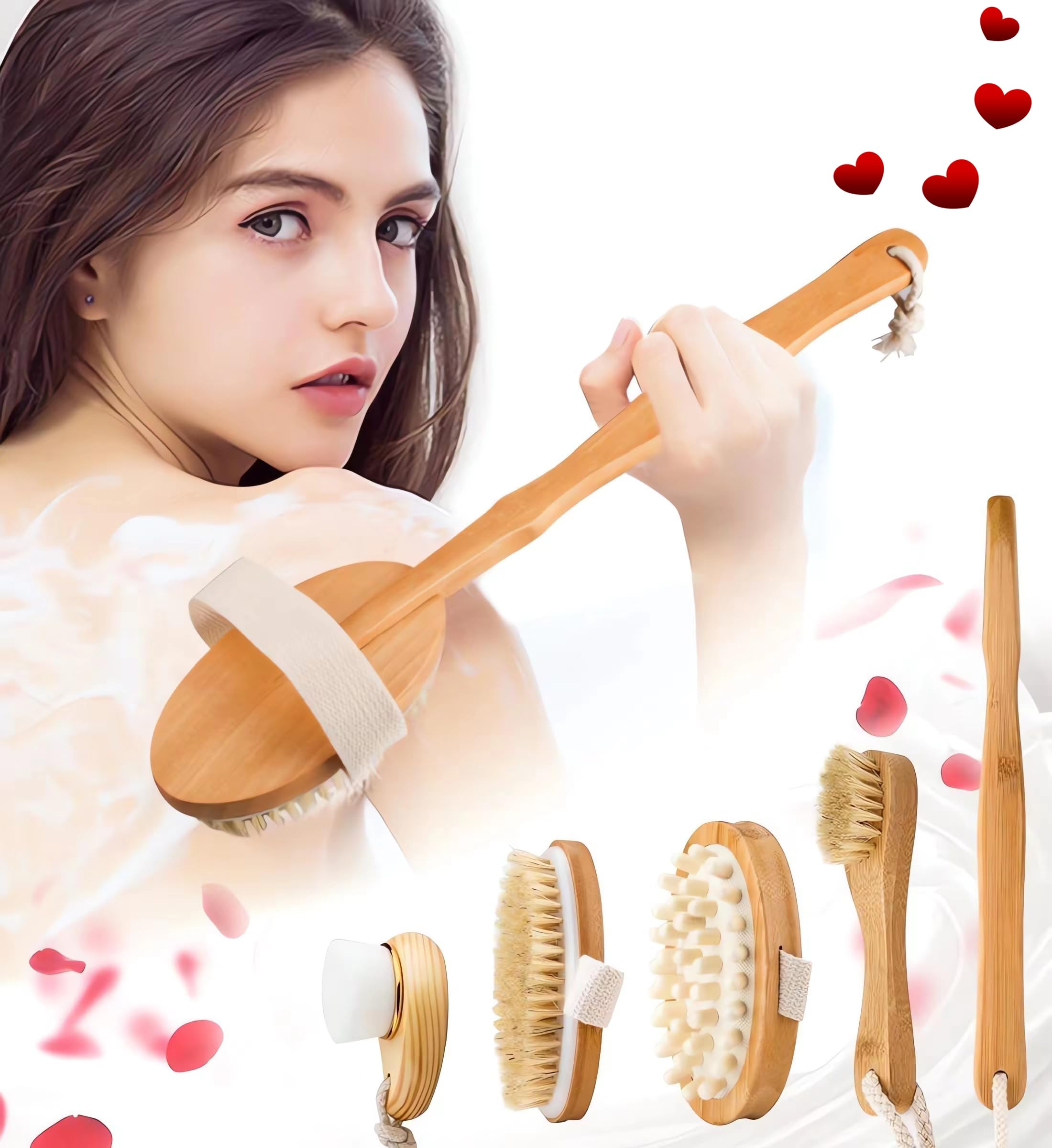 Brosse Zeutch pour le corps, poignee longue amovible facilitant le drainage lymphatique.