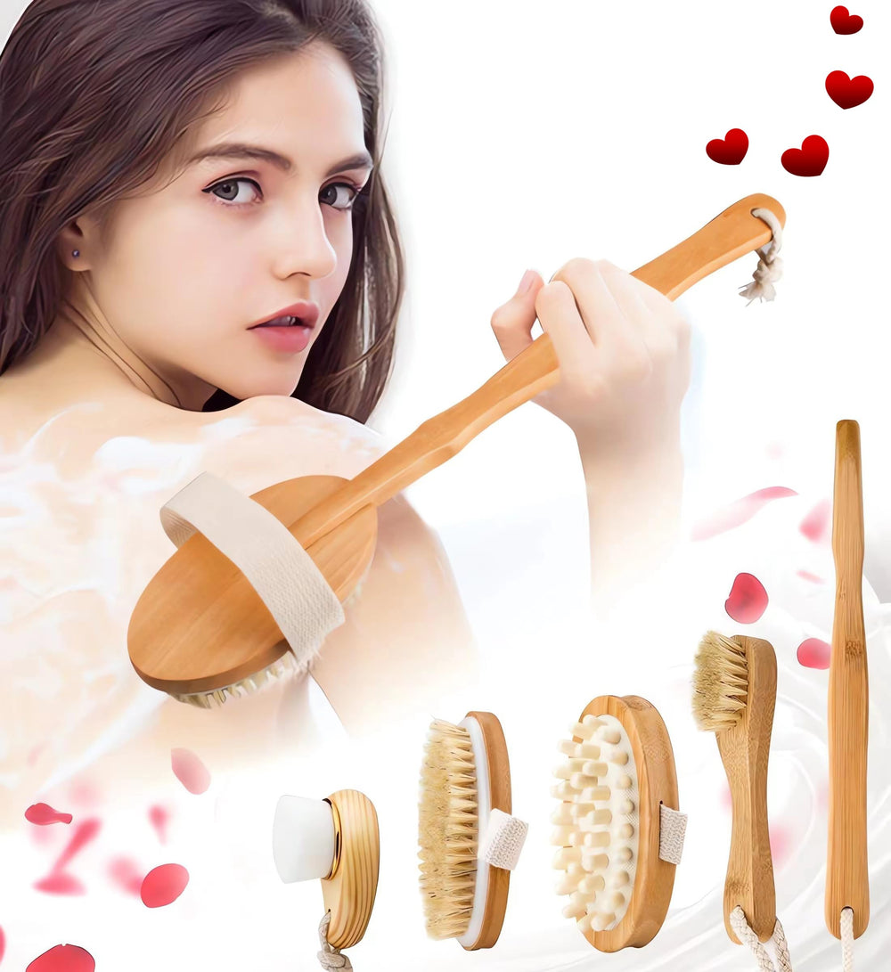 Brosse Zeutch pour le corps, poignee longue amovible facilitant le drainage lymphatique.