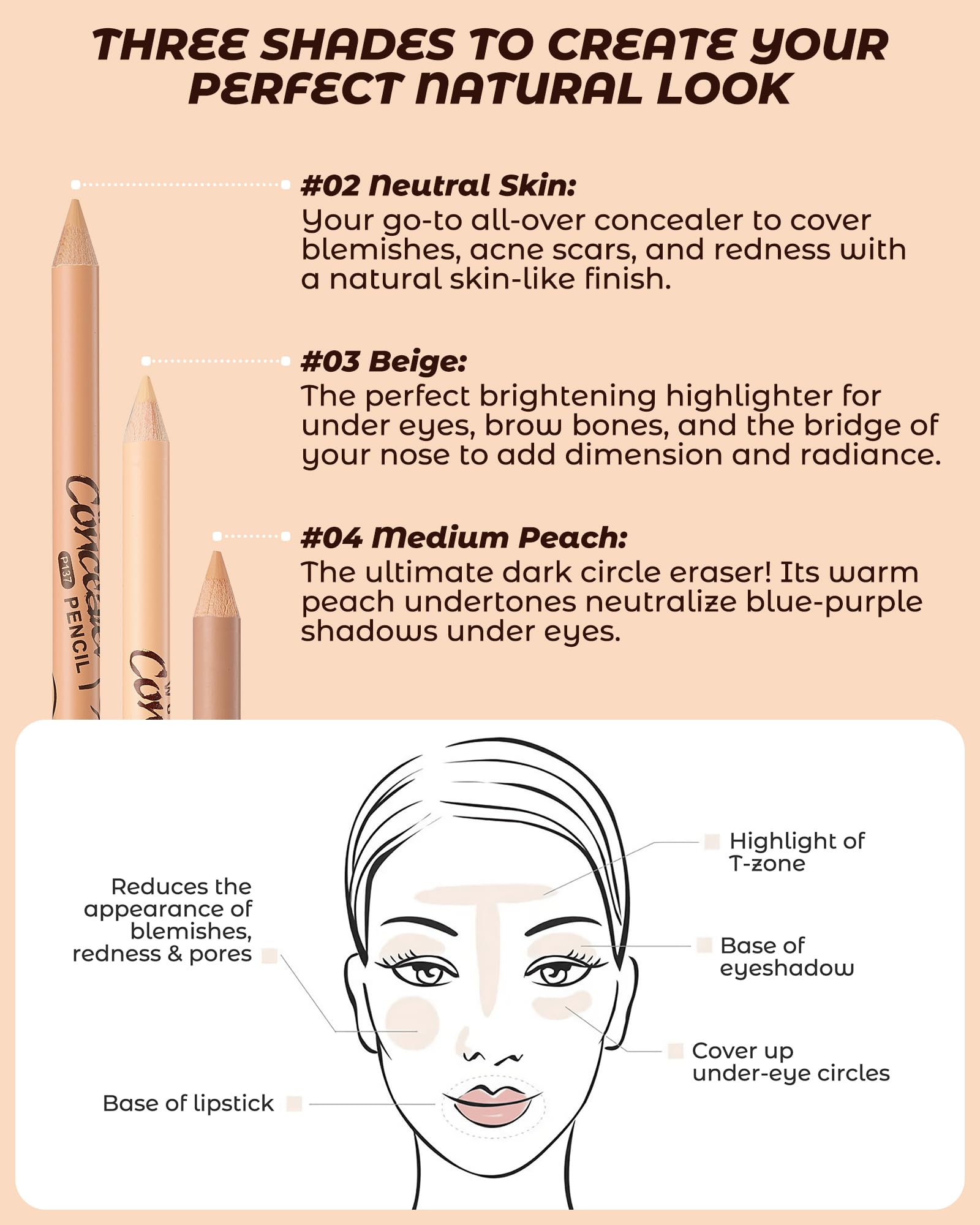 ZEVNI Wonder Concealer teinte-peach-moyen : neutralise les cernes bleutés avec chaleur.
