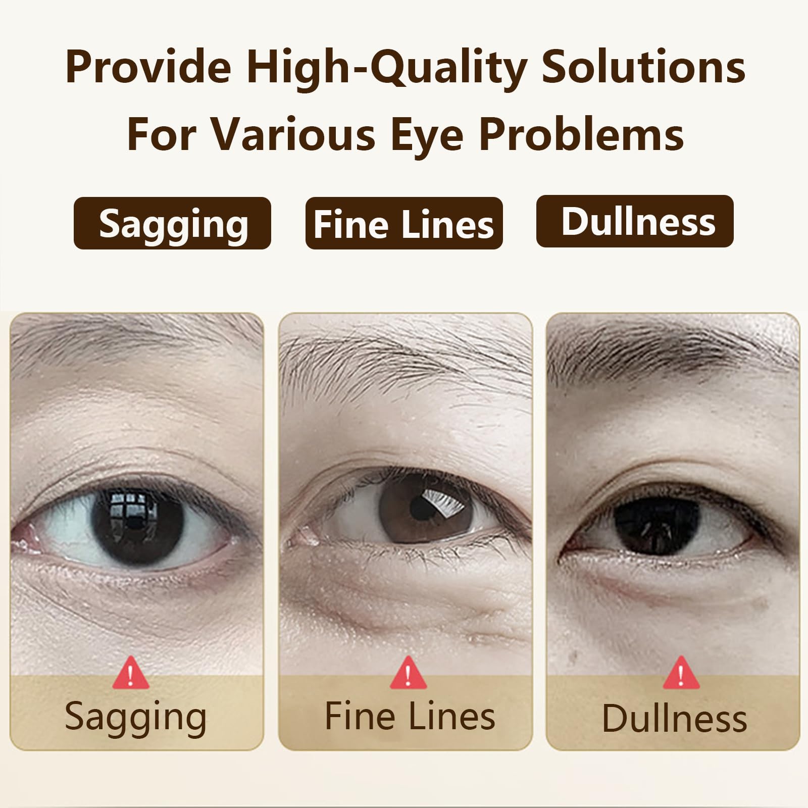 Ingrédients caféine et rétinol Zevorify pour un regard plus lumineux.