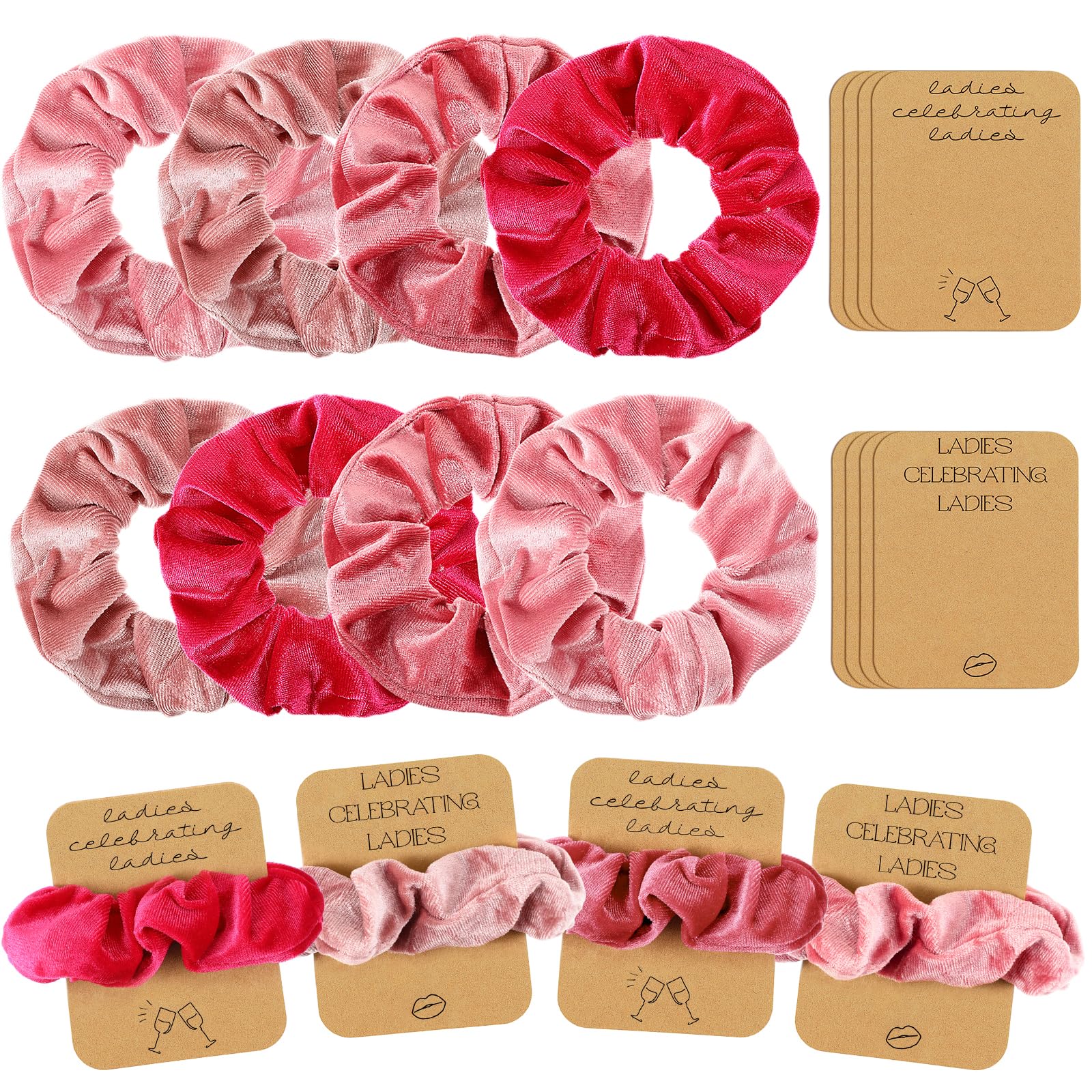 Zeyune scrunchies velours rose, ensemble pour la Journée entre amies, parfait pour accessoiriser une tenue.