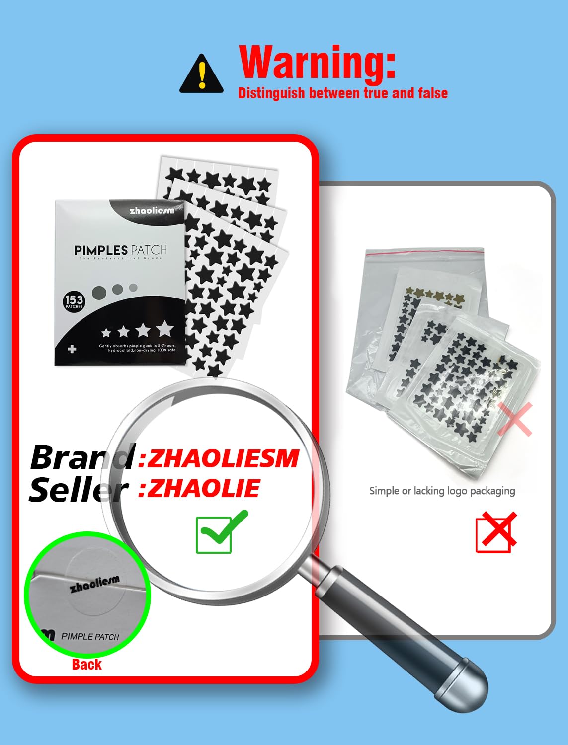 Patch ZHAOLIESM étoile noire 10mm: couverture adaptée, port quotidien.