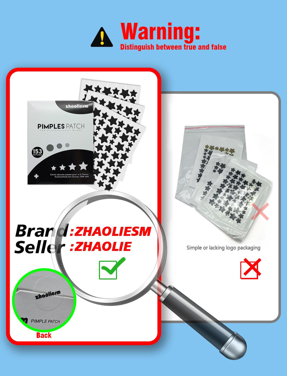 Patch ZHAOLIESM étoile noire 10mm: couverture adaptée, port quotidien.