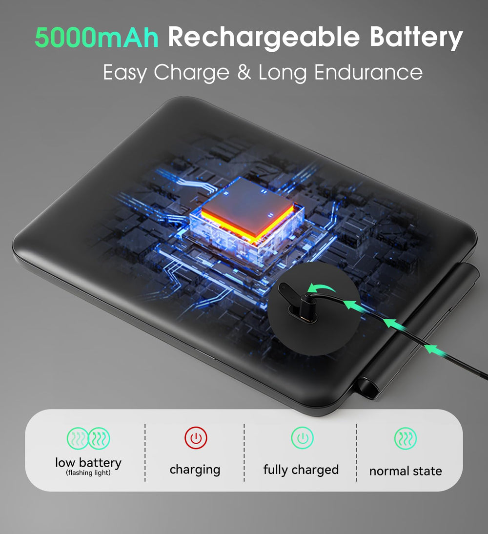 Batterie rechargeable 5000mAh offrant une longue autonomie.