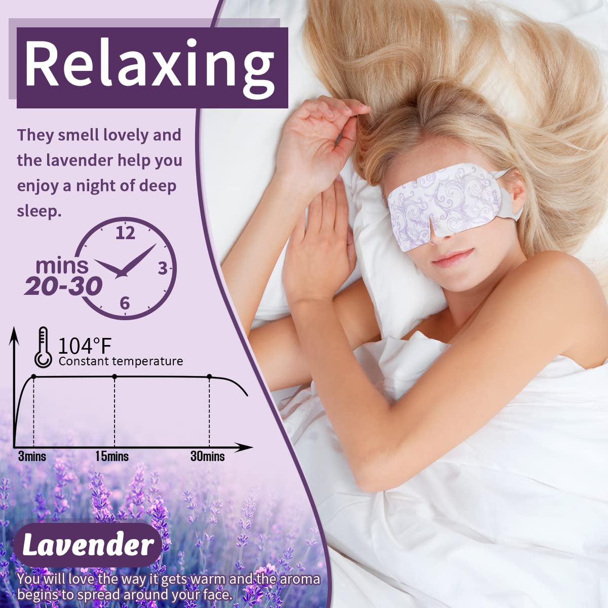 ZHENYEMEI Masque Yeux Lavande – relaxation et sommeil amélioré