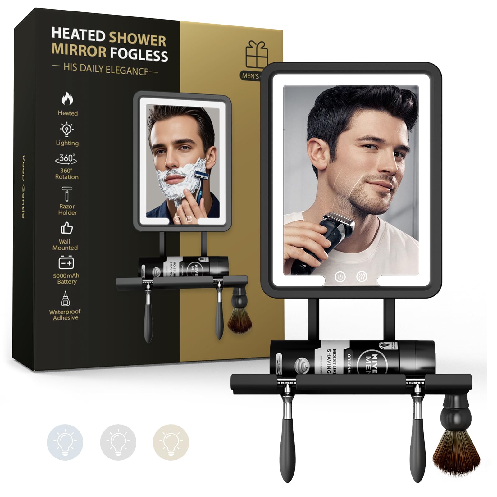 Miroir ZHENYEMEI anti-buée avec chauffage pour rasage précis.