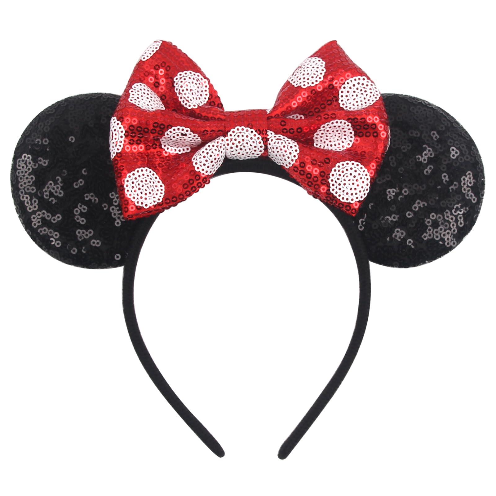 Bandeau zhezesmila oreilles souris avec paillettes et pois, look amusant pour fete.