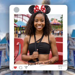 Zoom sur le bandeau zhezesmila, sequins brillants pour photos.