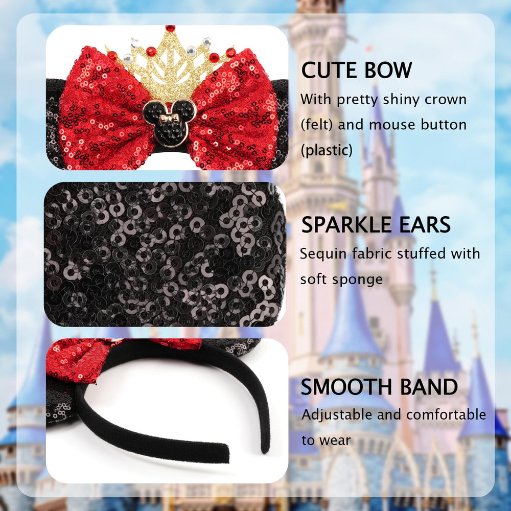 Zhezesmila cote bandeau oreilles souris paillettes couronne, vue latérale élégante et légère.