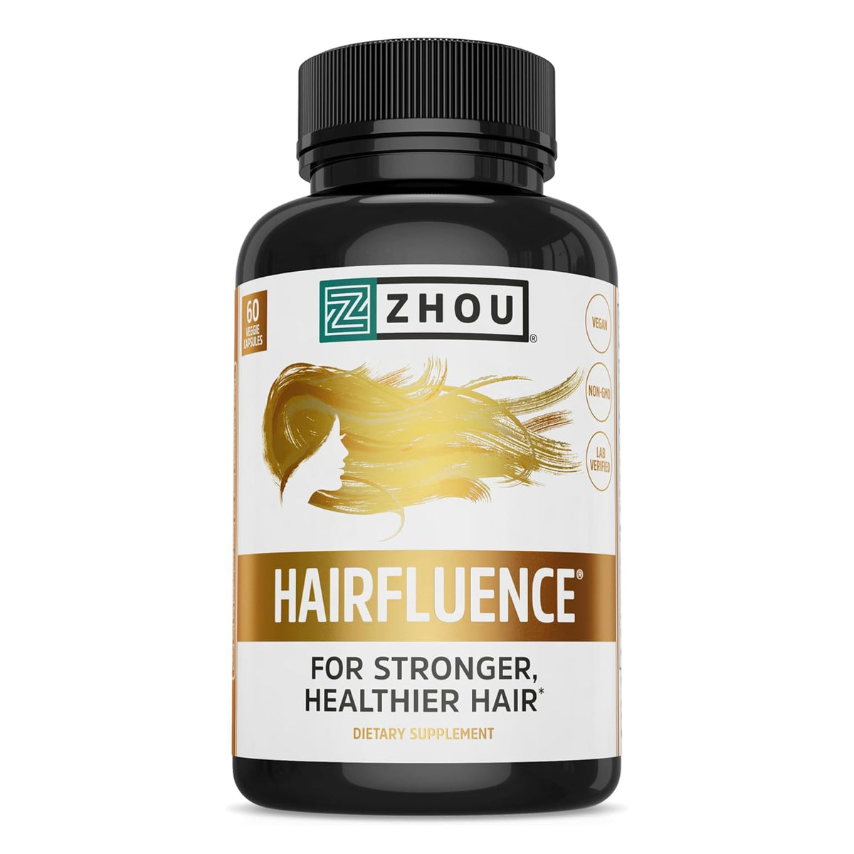 Bouteille Zhou Hairfluence prête à intégrer une routine capillaire saine.