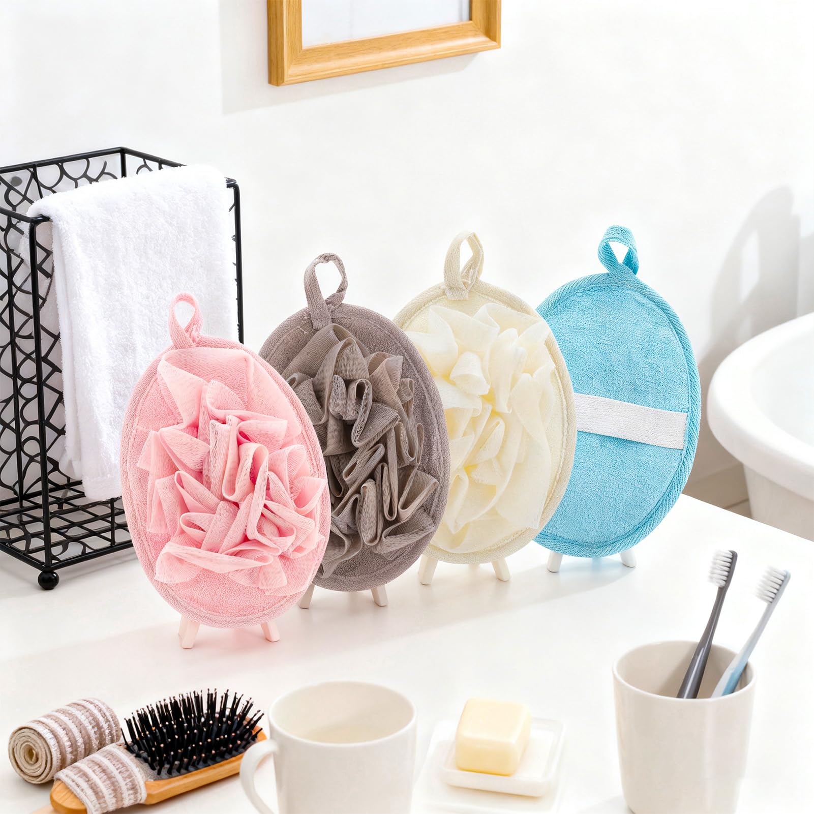 Éponge ZhouBoat bleue pour douche rafraîchissante et spa.