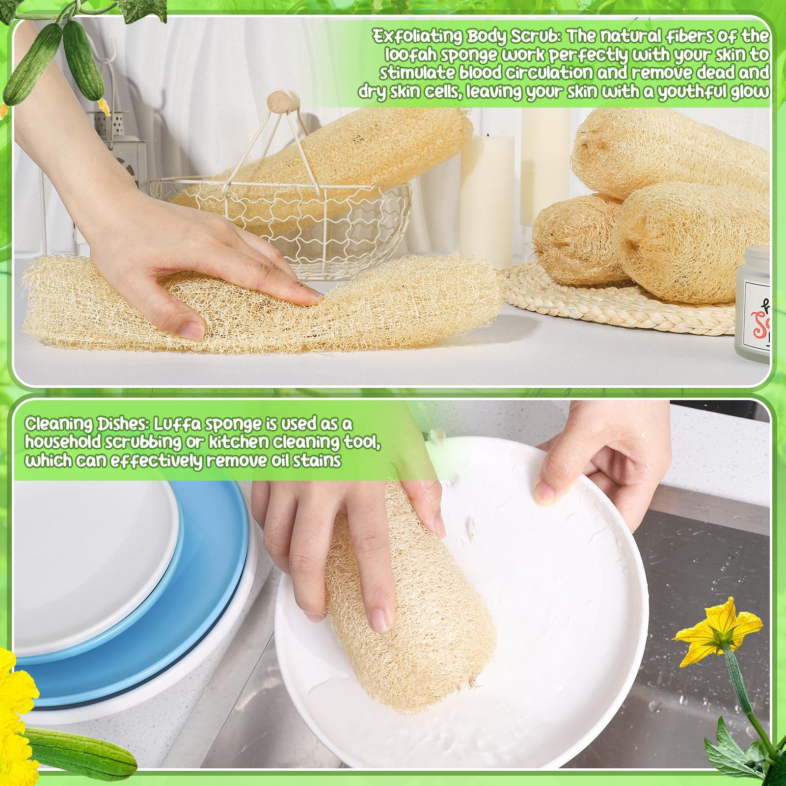 Solution polyvalente ZhouBoat loofah naturelle pour cuisine et salle de bain.