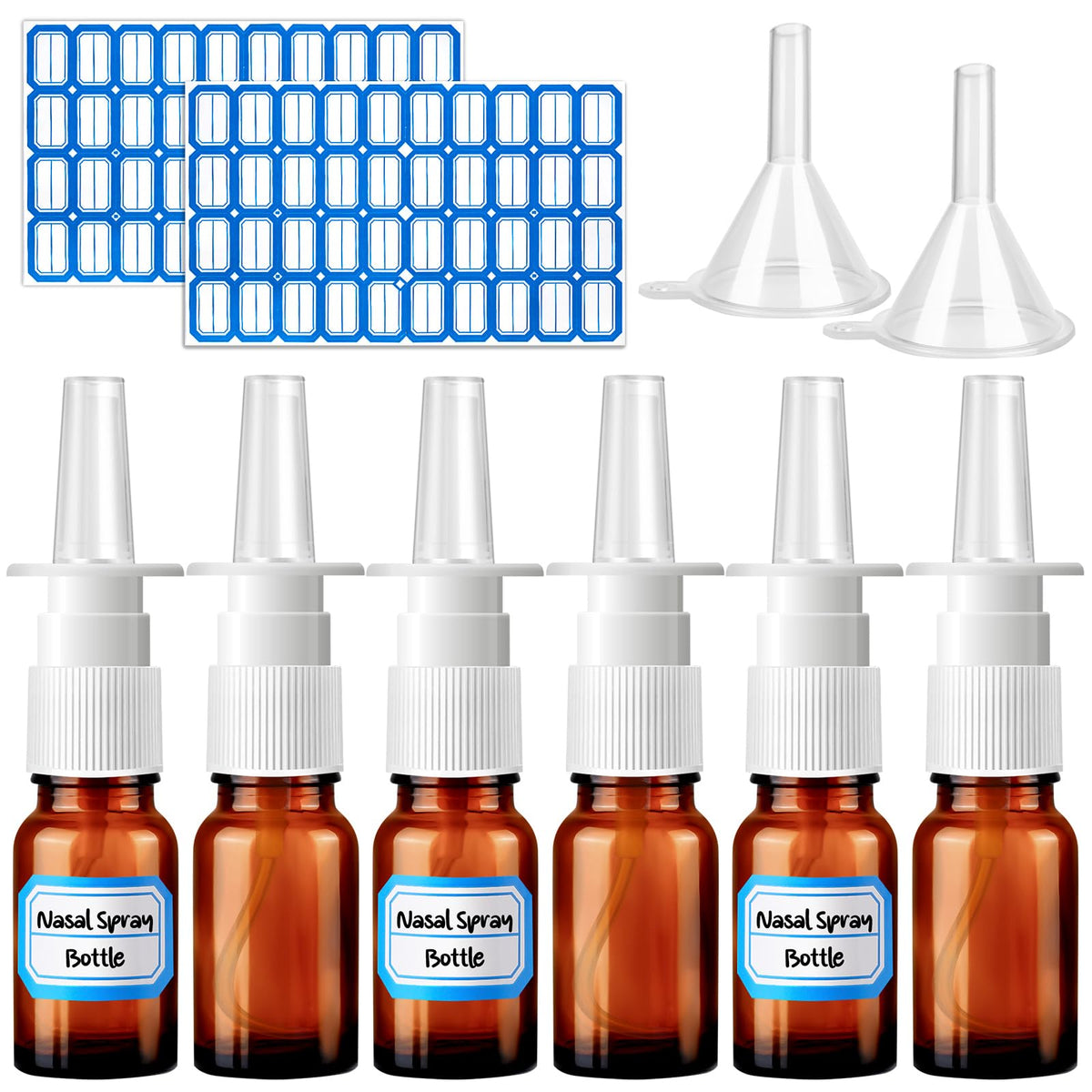 Bouteille nasale ZHWKMYP en verre ambré 10 ml avec rôle de dosage précis