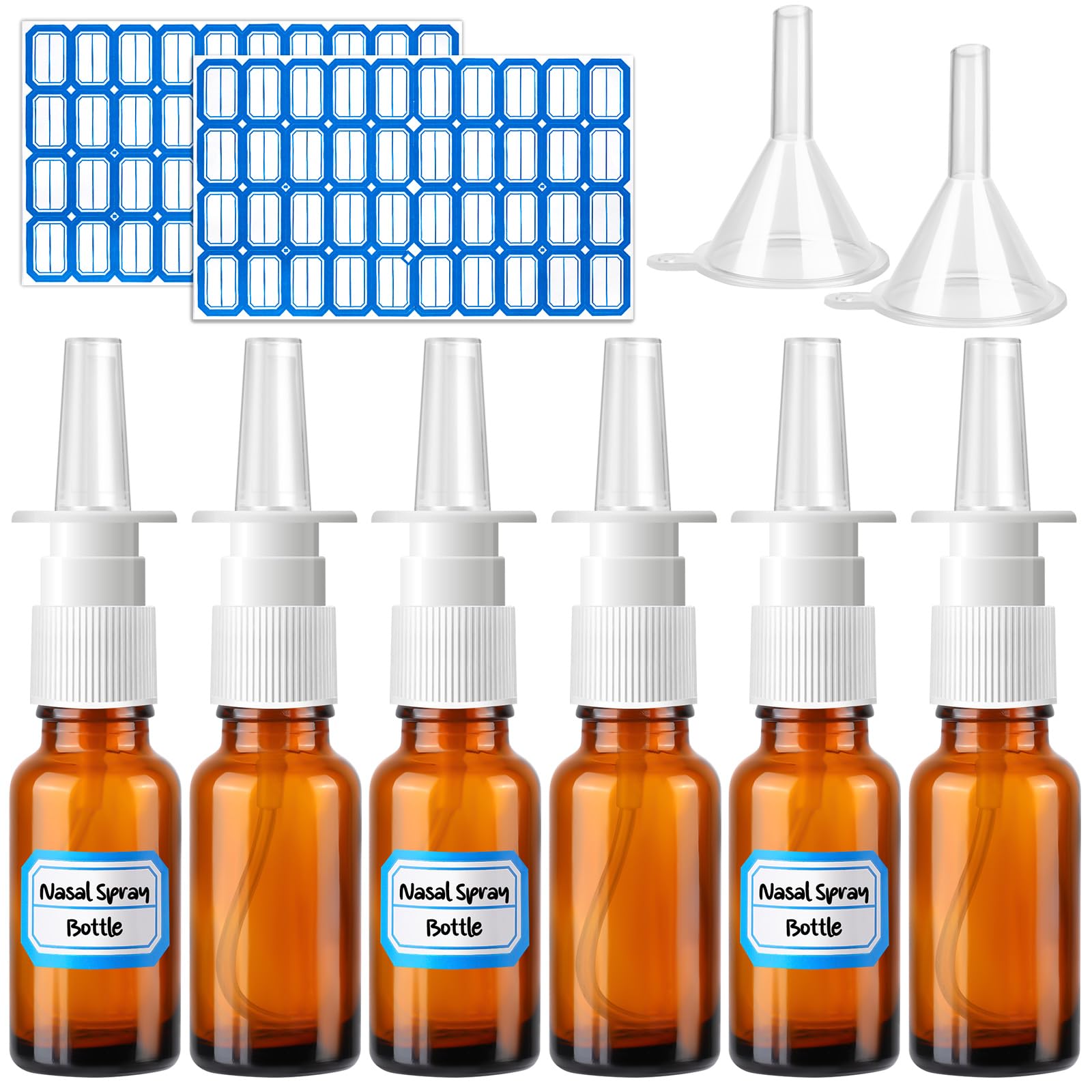 ZHWKMYP bouteille nasale en verre ambré 20 ml, pratique en déplacement.