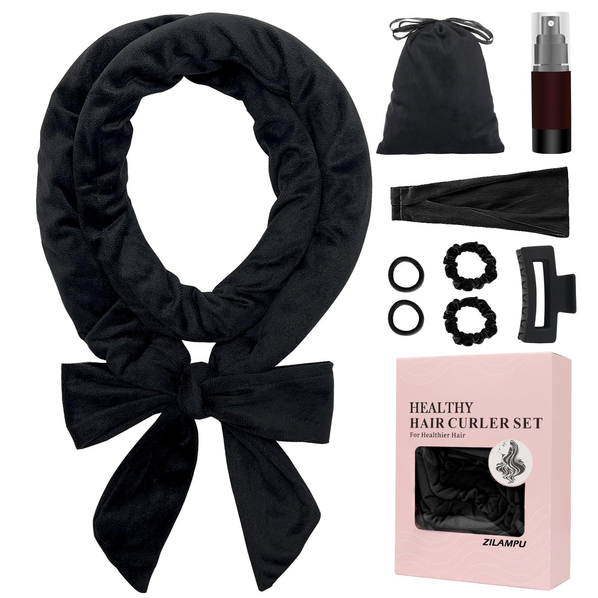 ZILAMPU Bandeau sans chaleur aperçu produit pour boucles naturelles.