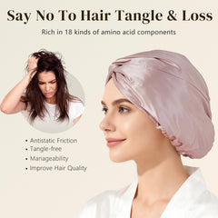 Texture lisse de la soie 22 momme sur le bonnet ZIMASILK rose.