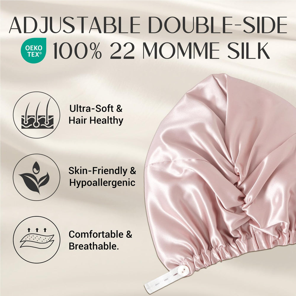 Bonnet ZIMASILK soie 22 mommes, design croisé respirant.