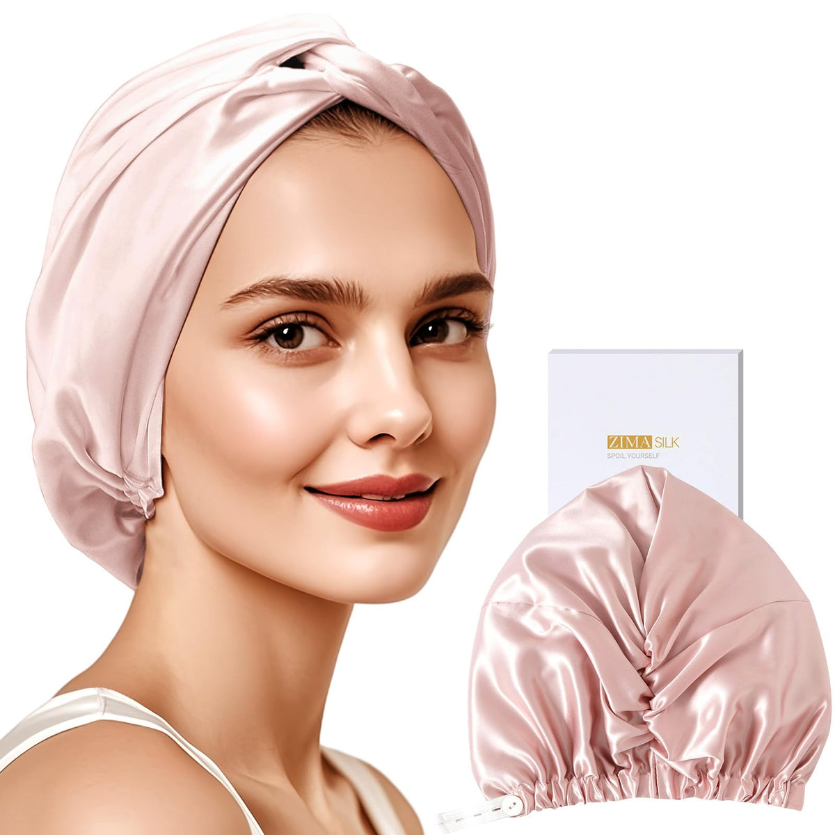 Bonnet ZIMASILK en soie 22 mommes, texture douce pour le visage.