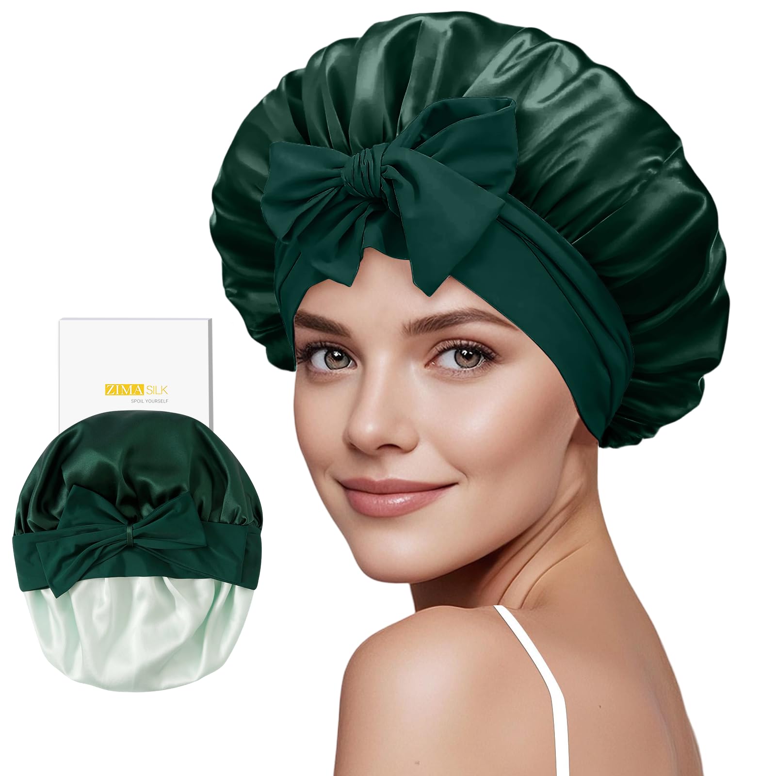 Bonnet ZIMASILK en soie murier sur tête pour dormir sans tirage