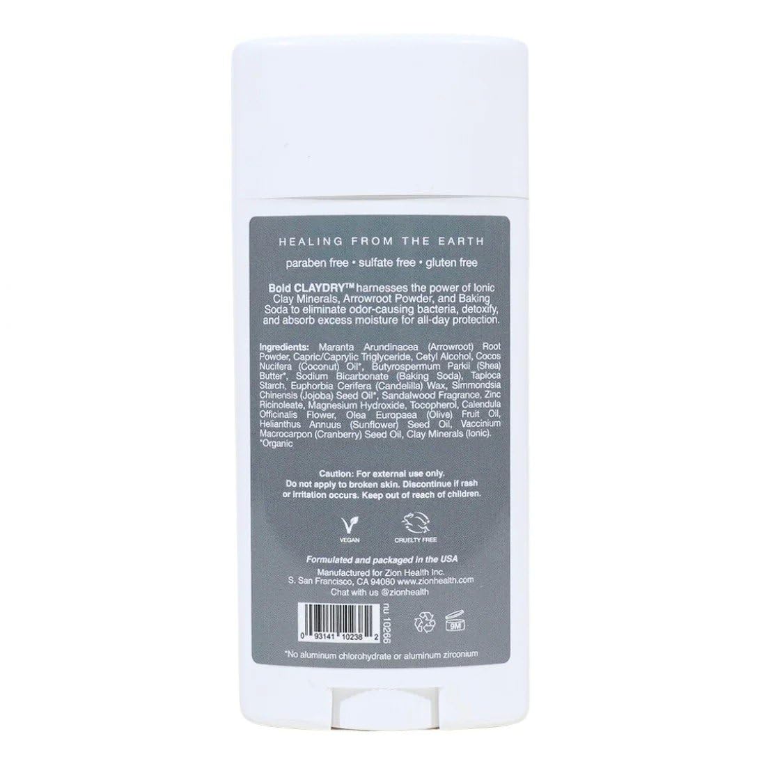 Zion Health Déodorant application-baton, glisse en douceur pour une utilisation quotidienne.