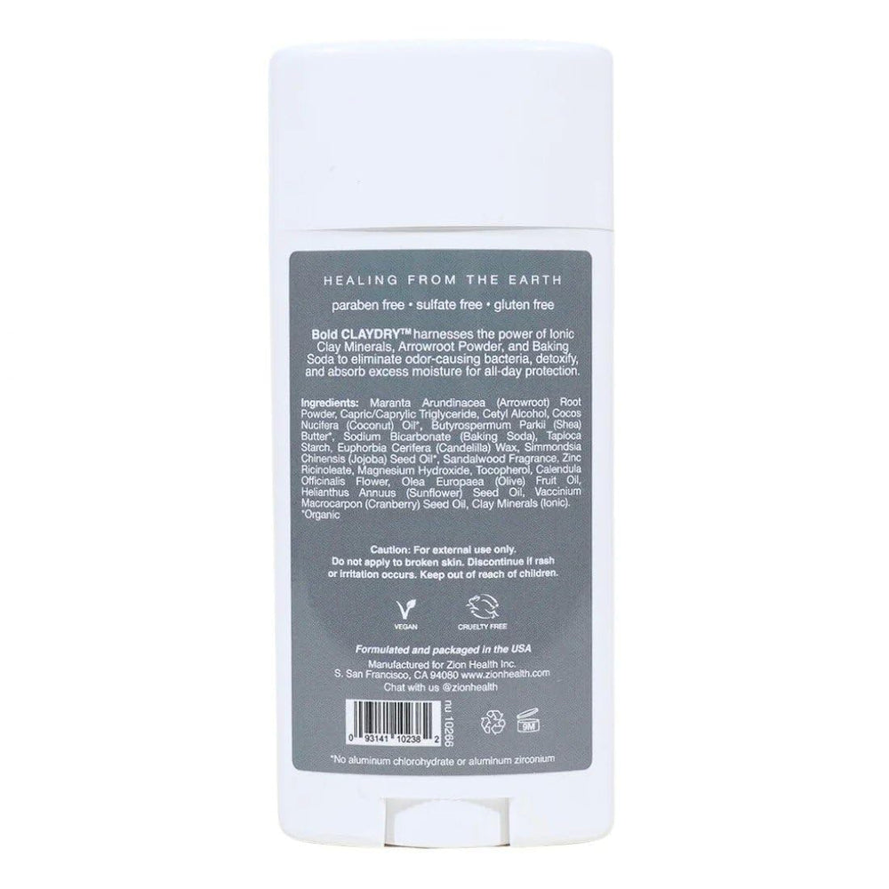 Zion Health Déodorant application-baton, glisse en douceur pour une utilisation quotidienne.