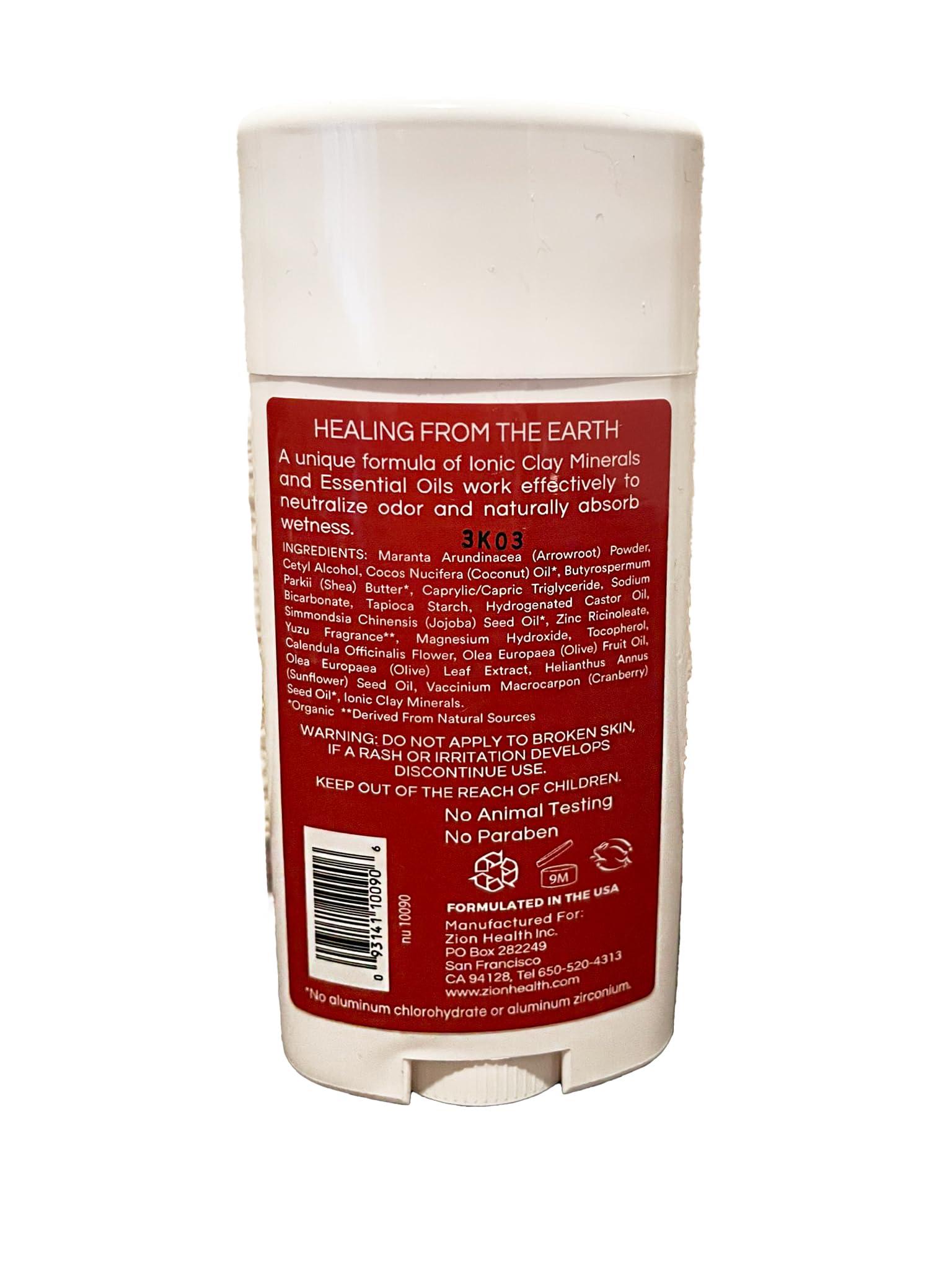 Zion Health Déodorant Argile Original application: absorption naturelle de l'humidité et neutralisation des odeurs