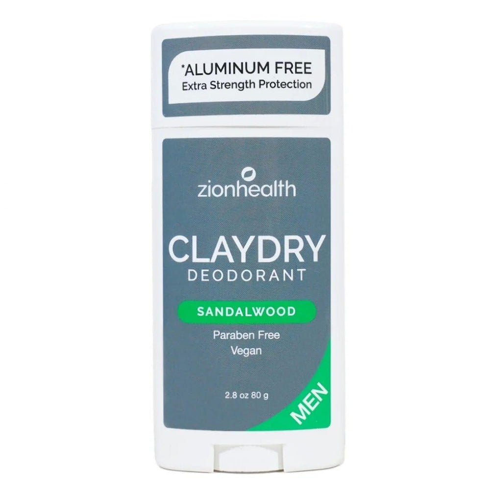 Zion Health Déodorant argile-sec bâton santal, neutralise les odeurs.