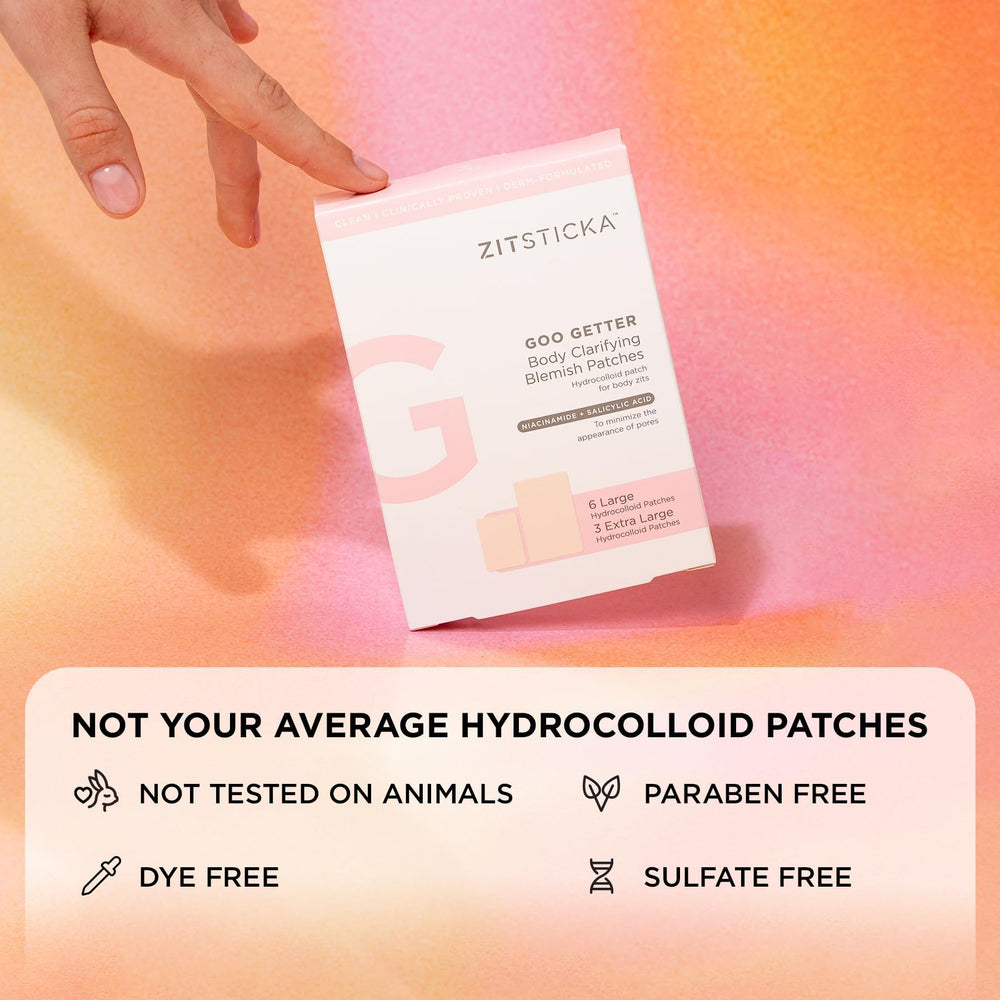 Goo Getter ZitSticka avec niacinamide et arbre à thé pour cibler les impuretés.