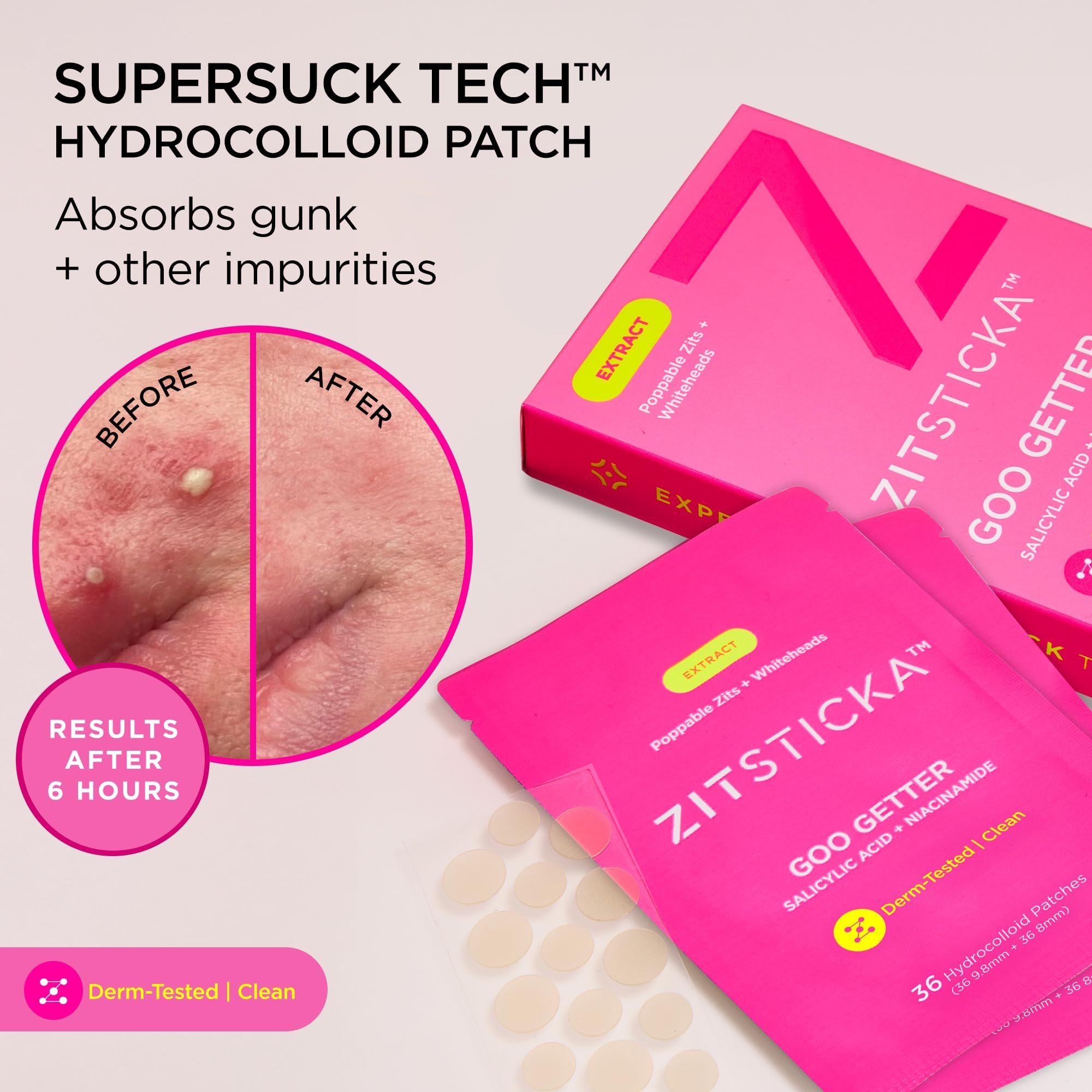 Pansement hydrocolloide visage ZitSticka Goo Getter couverture discrète