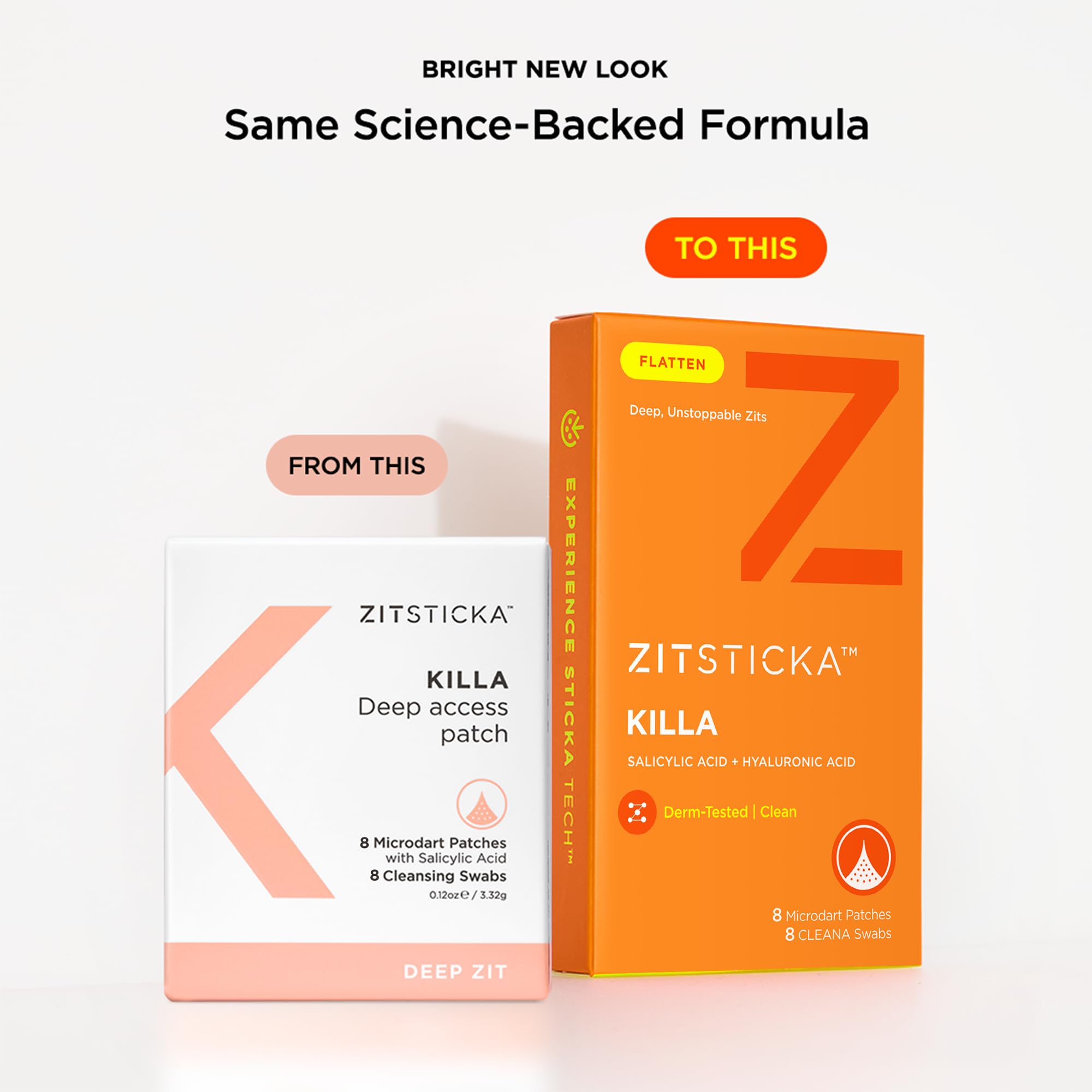 Kit ZitSticka KILLA: 8 patches et CLEANA prêt à l’emploi.