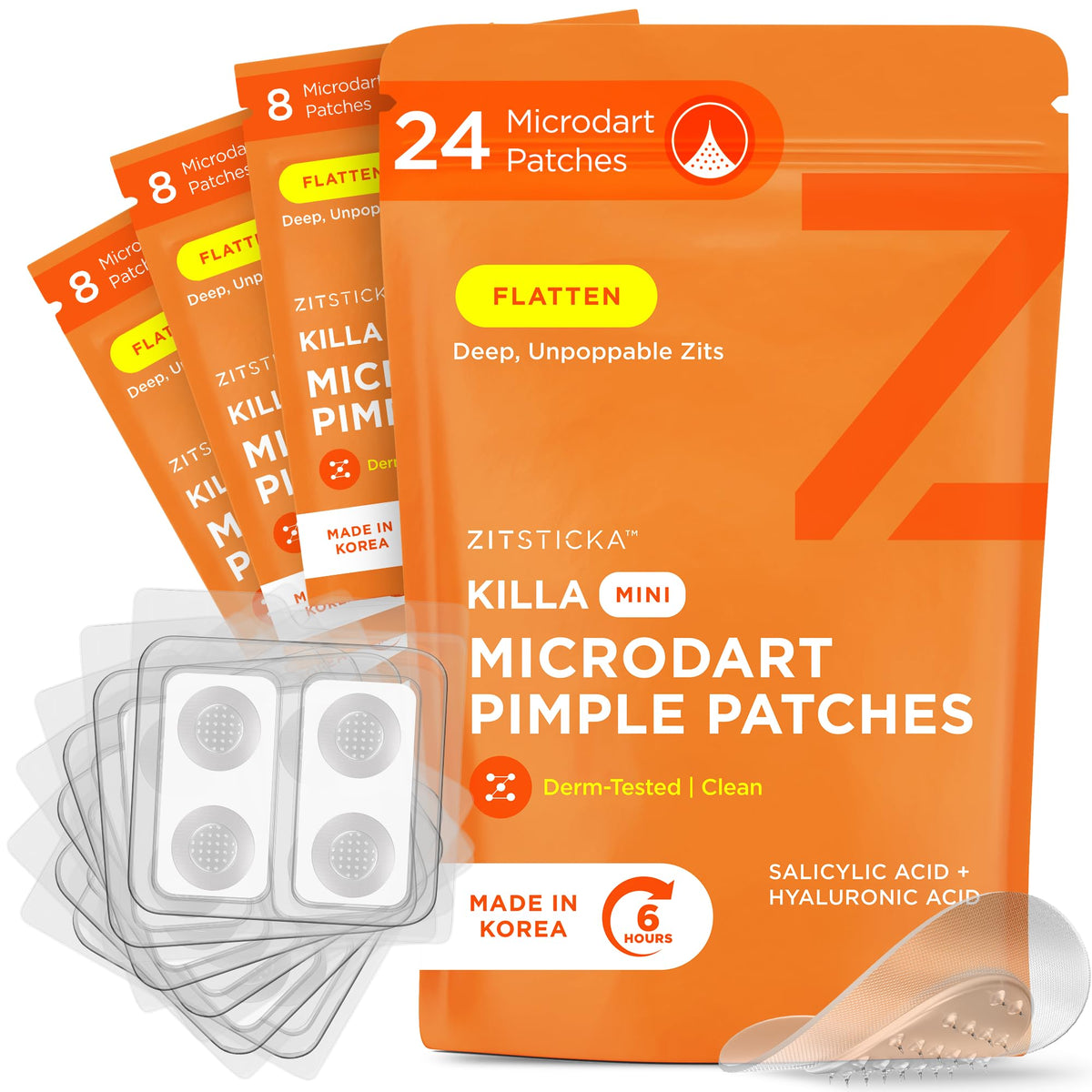 Patch ZitSticka Killa mini avec microdarts ultra fins ciblant bouton naissant