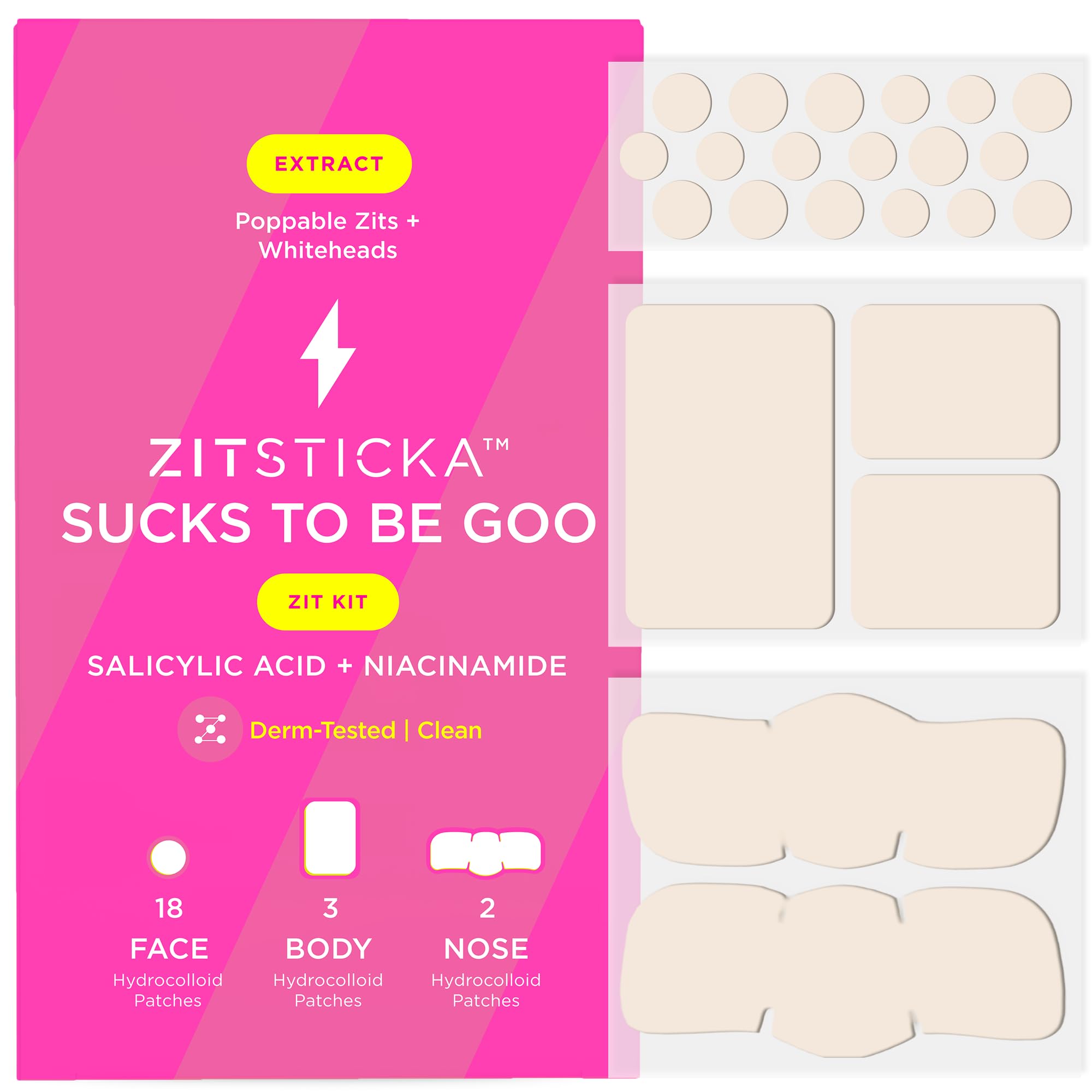 Patch hydrocolloïde ZitSticka pour visage et corps absorbant les impuretés.