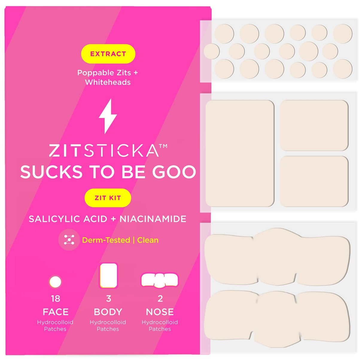 Patch hydrocolloïde ZitSticka pour visage et corps absorbant les impuretés.