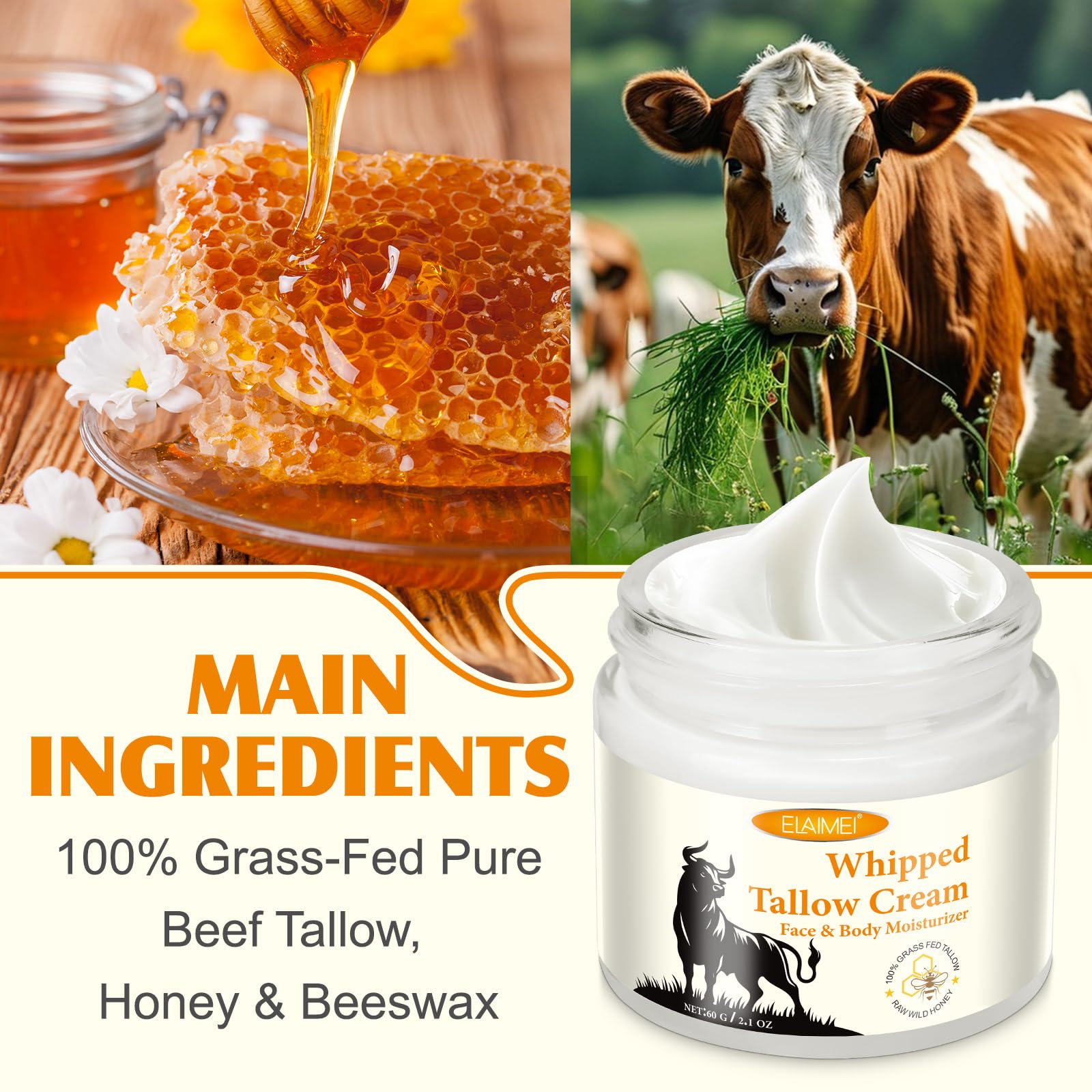 ZIXAOK texture mousse baume graisse bovine et miel, application douce.