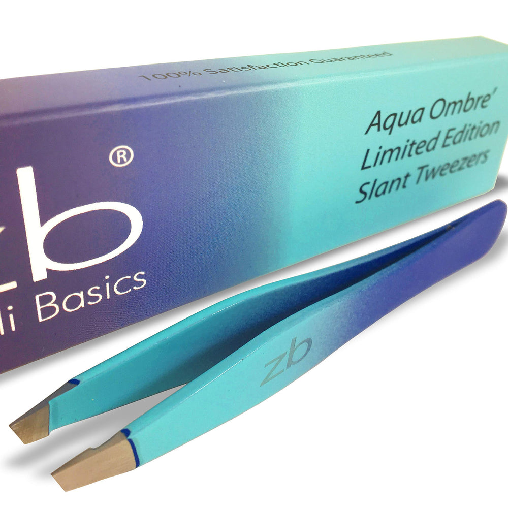 Pinces a epiler Zizzili Basics Aqua Ombre angle oblique pour precision.