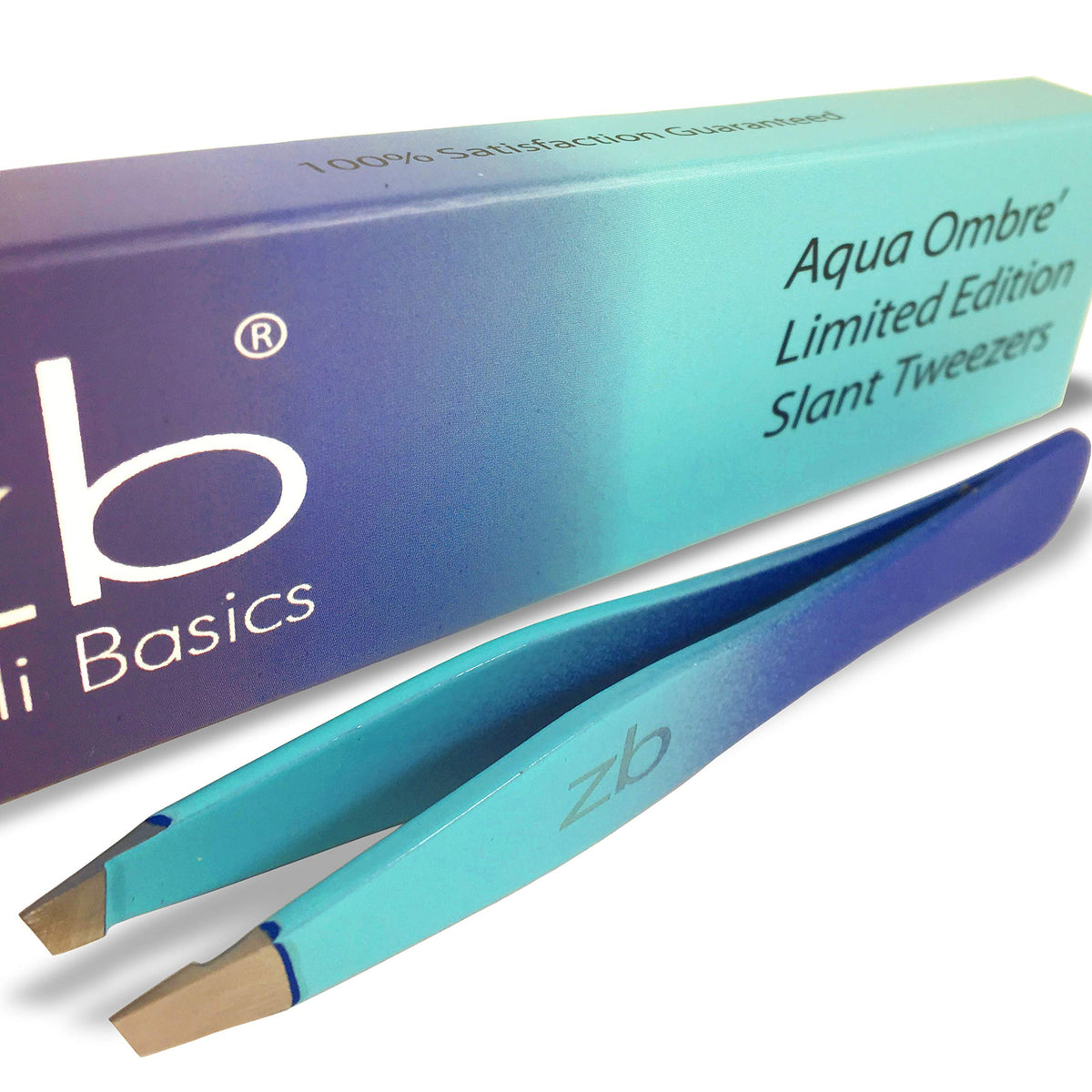Pinces a epiler Zizzili Basics Aqua Ombre angle oblique pour precision.