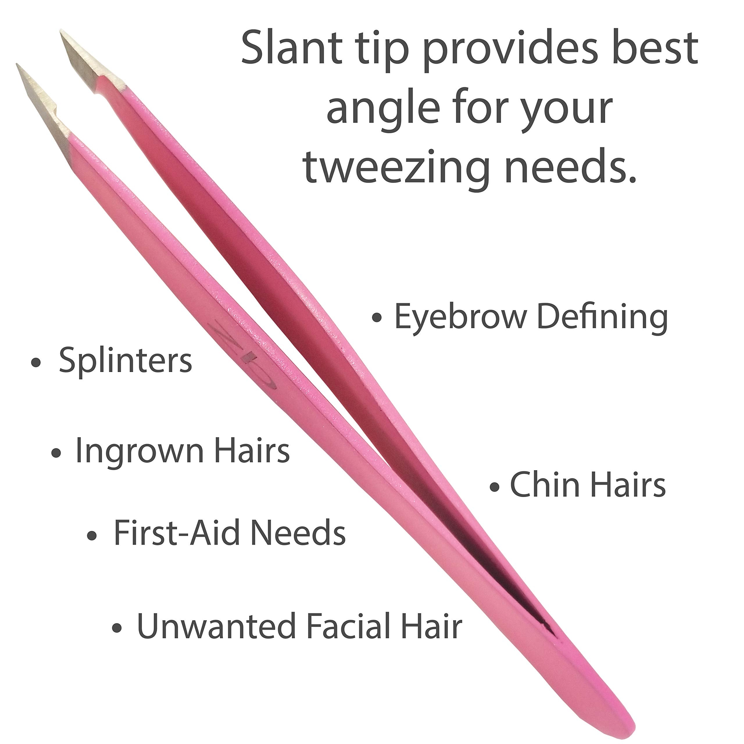 Pinces Zizzili Basics en inox, prise précise rose, retrait des poils avec contrôle.