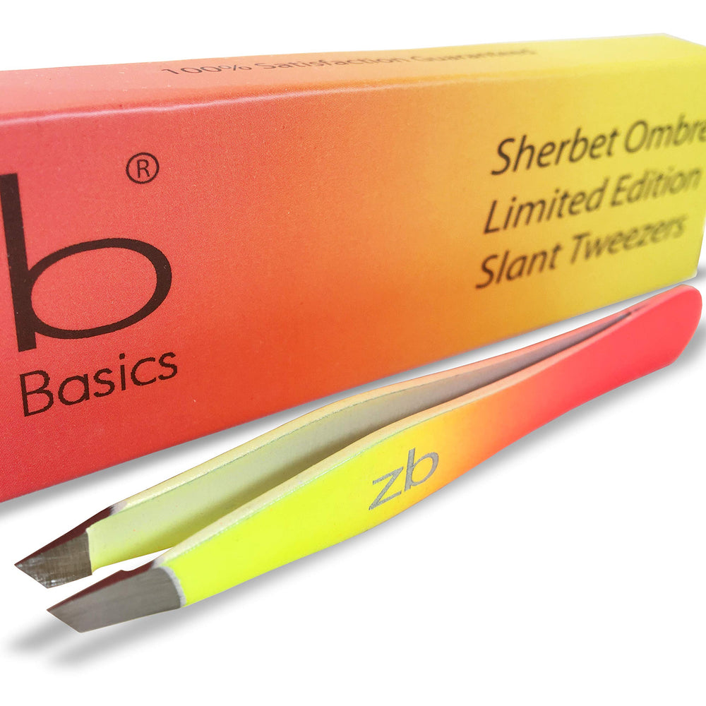 Pinces Sherbet Ombre Zizzili Basics avec pointe inclinée pour une définition précise des sourcils.