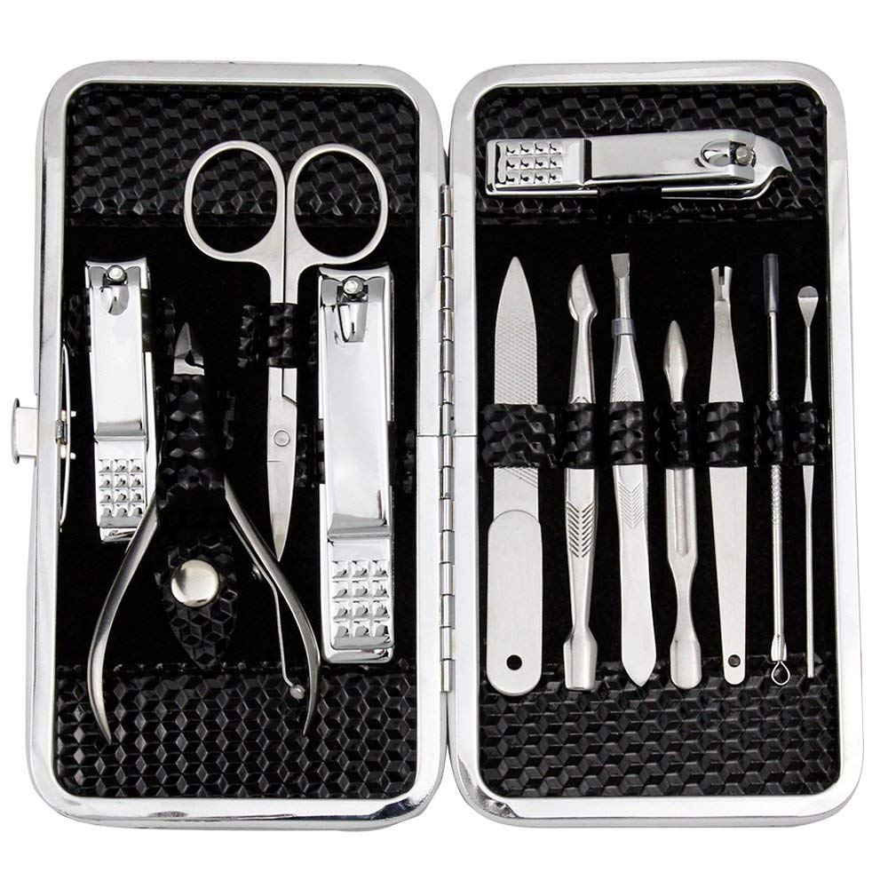 Kit ZIZZON de manucure et pédicure avec étui noir, pratique en voyage.