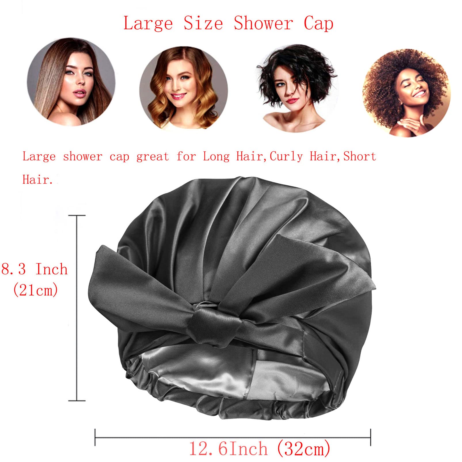 ZKLLGHE cap-douche doublure satin noir, douceur et protection lors du bain.