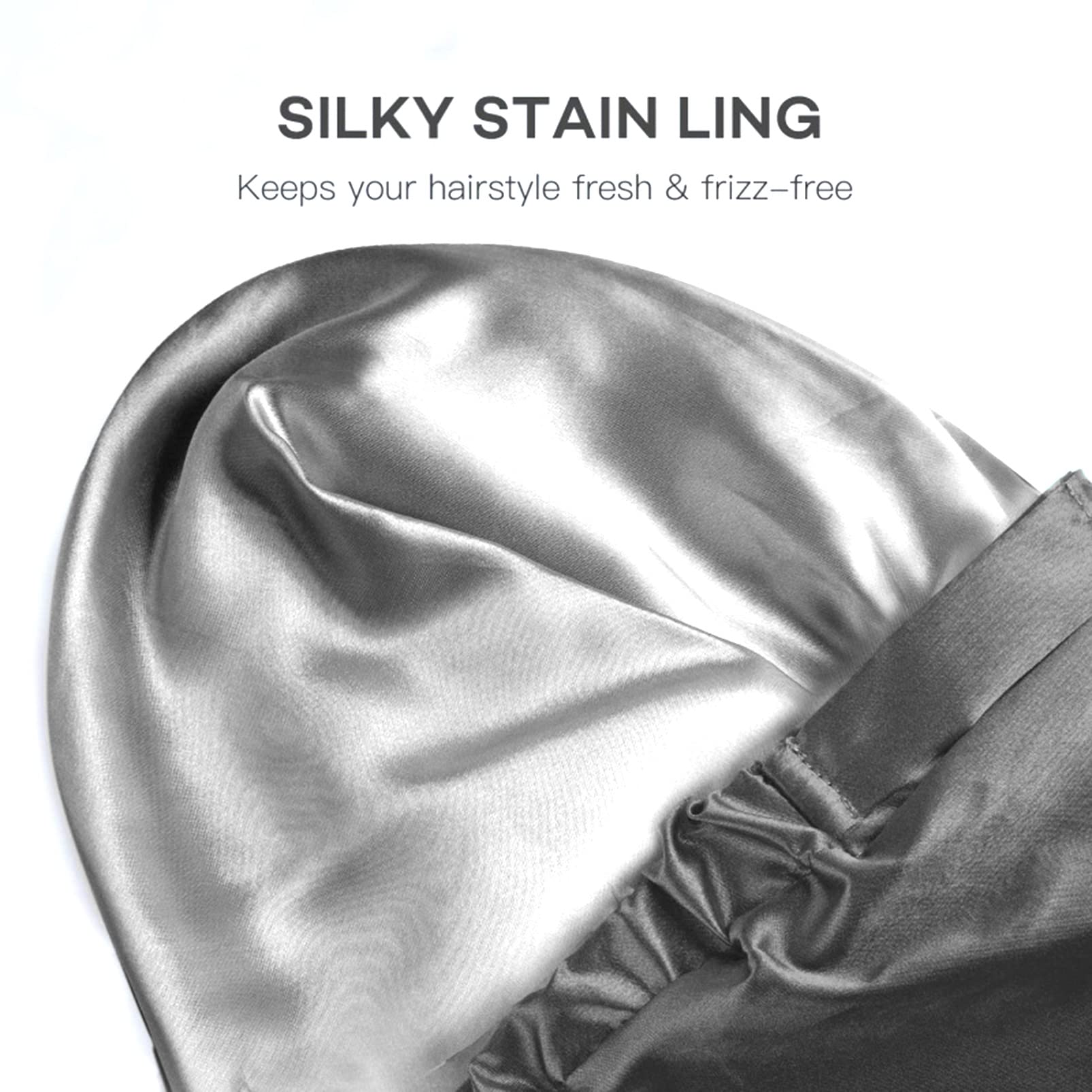 ZKLLGHE cap-douche imperméable PEVA noir, garde les cheveux au sec.