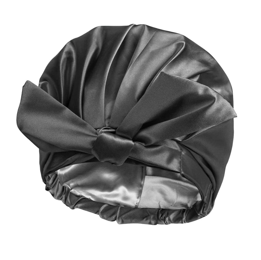 ZKLLGHE cap-douche large femme noir, cheveux longs protégés pendant la douche.
