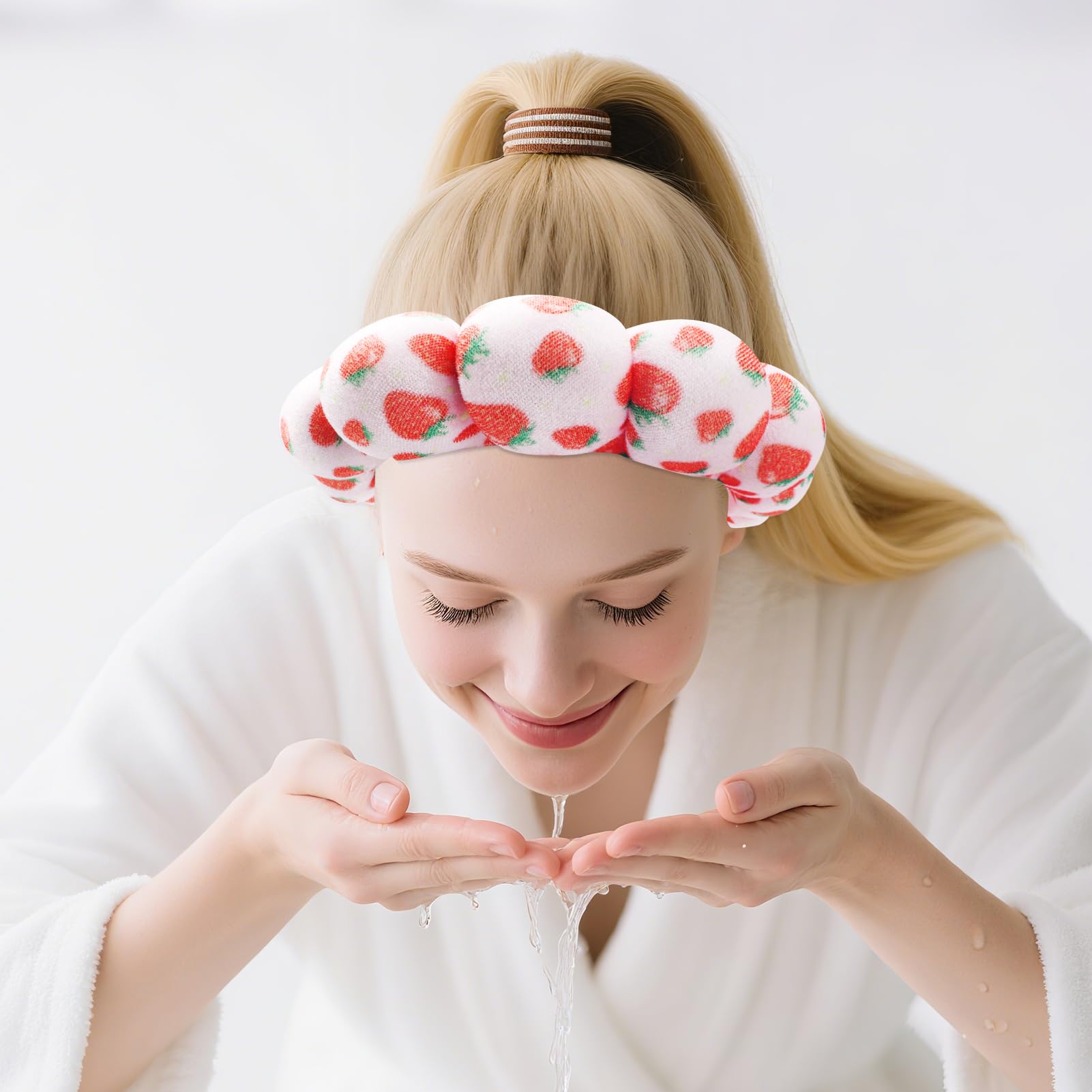 Idée cadeau Zkptops bandeau soin visage design rose tendance.
