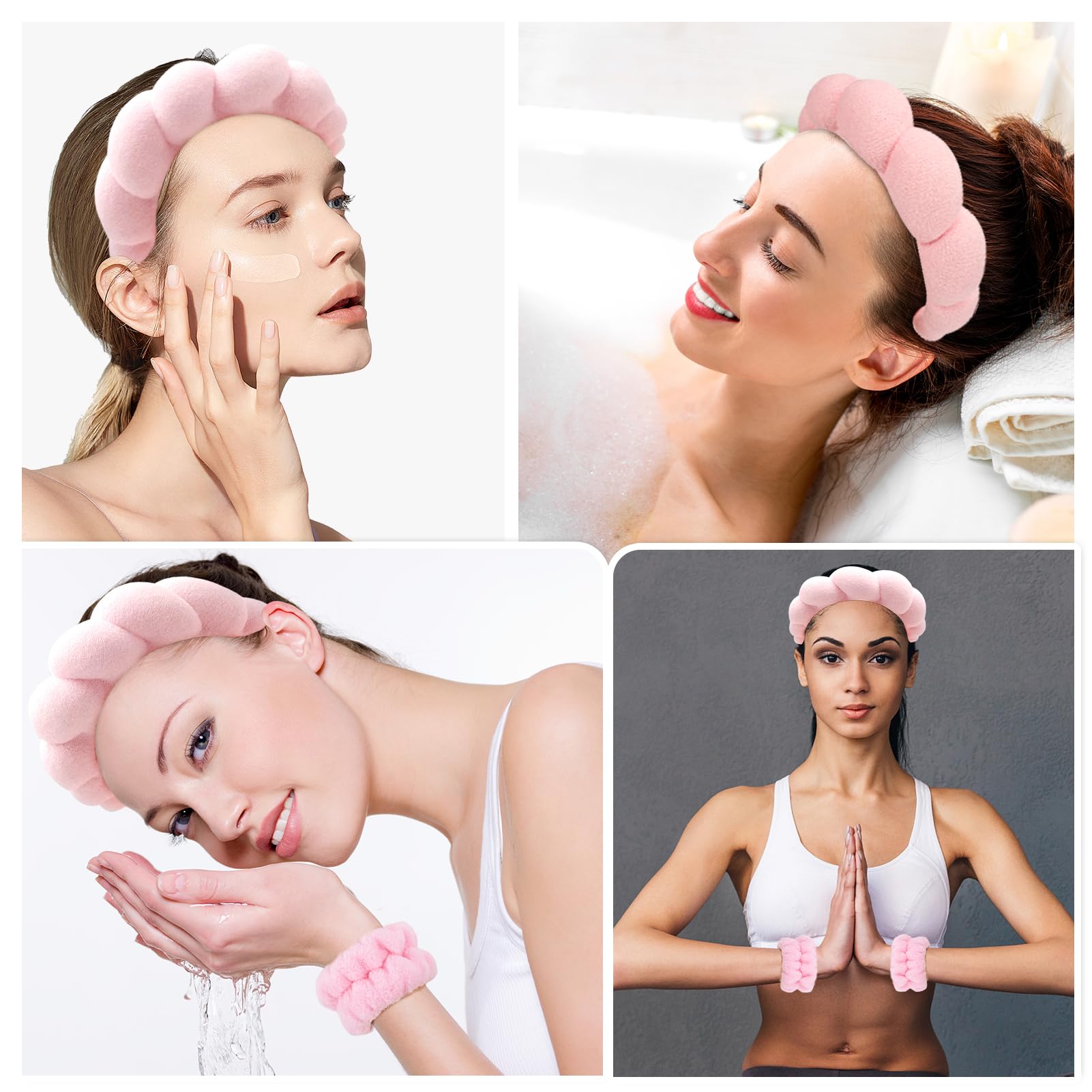 Bandeau Zkptops en terry absorbant, parfait pendant les soins du visage.