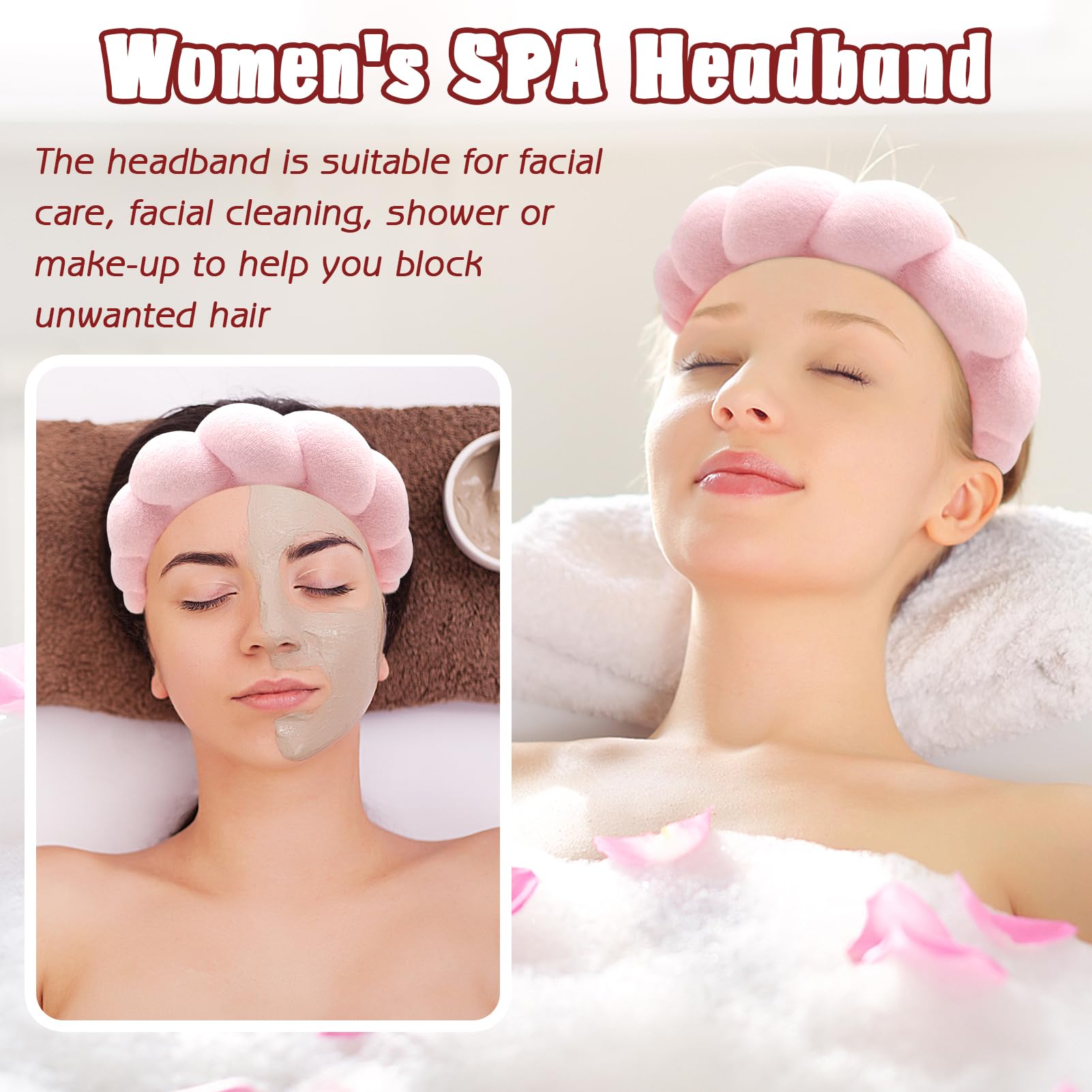 Bandeau visages Zkptops design nuage rose, confort et style.
