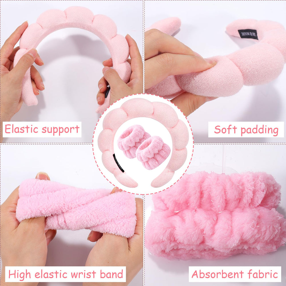 Bracelet-poignet Zkptops doux en terry, maintien des cheveux en place.