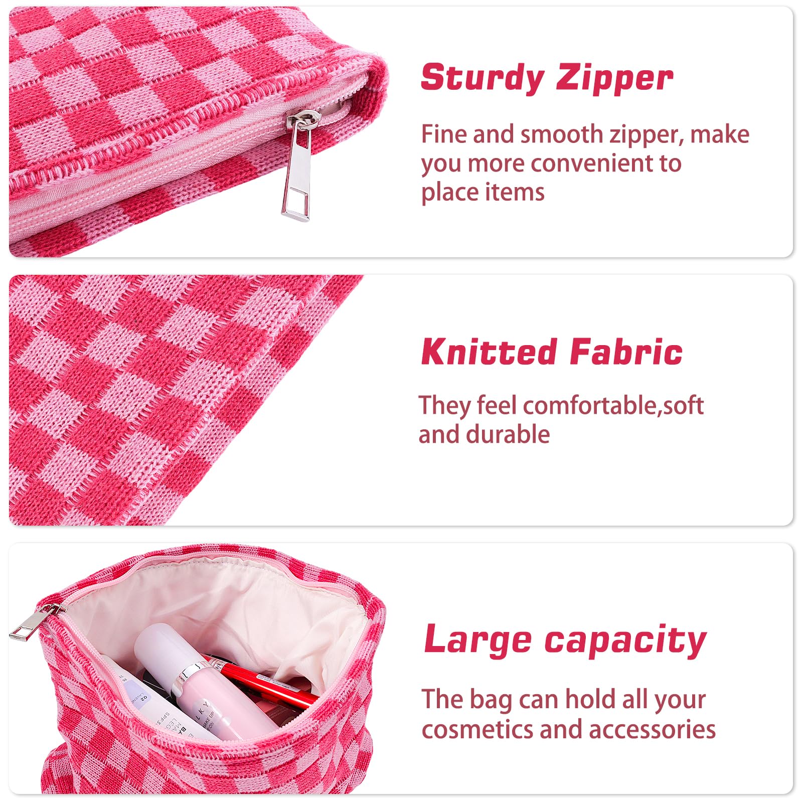 Pochette pinceaux ZLFSRQ à carreaux, rangement sécurisé pour outils de maquillage.
