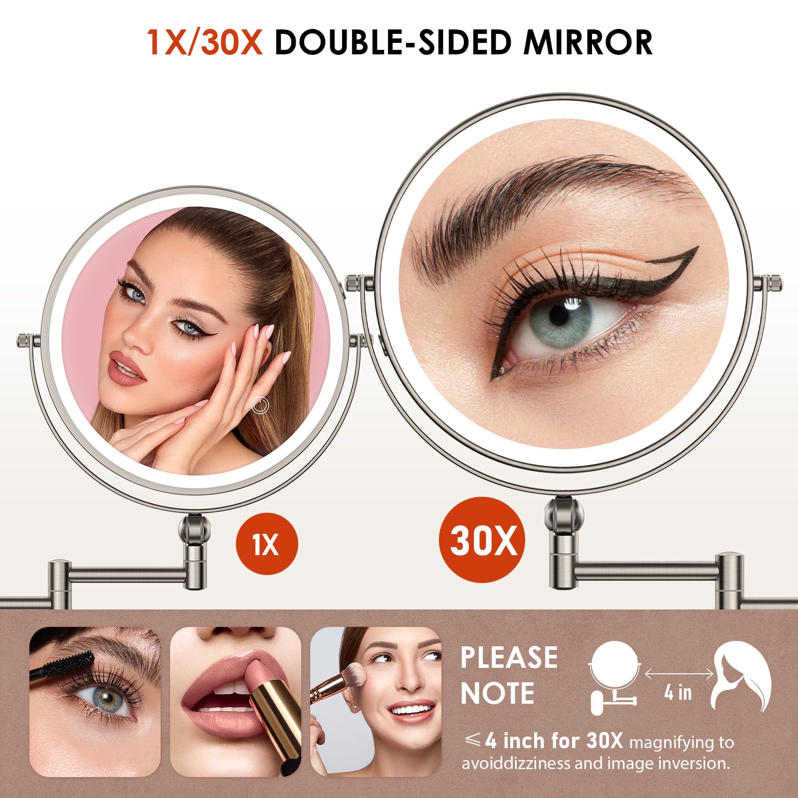 Éclairage tactile à trois couleurs ZLOKLA, lumière adaptée au maquillage.