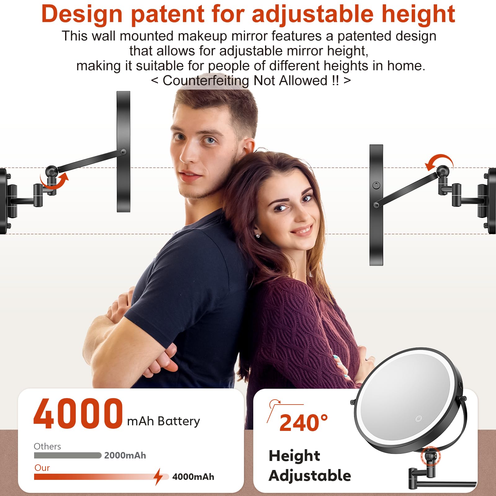 Face double du miroir ZLOKLA offrant vue 1X et 30X pour détails précis.