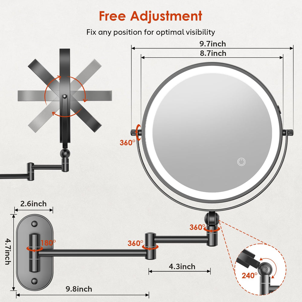 Miroir ZLOKLA double face 1X/20X offrant détail net